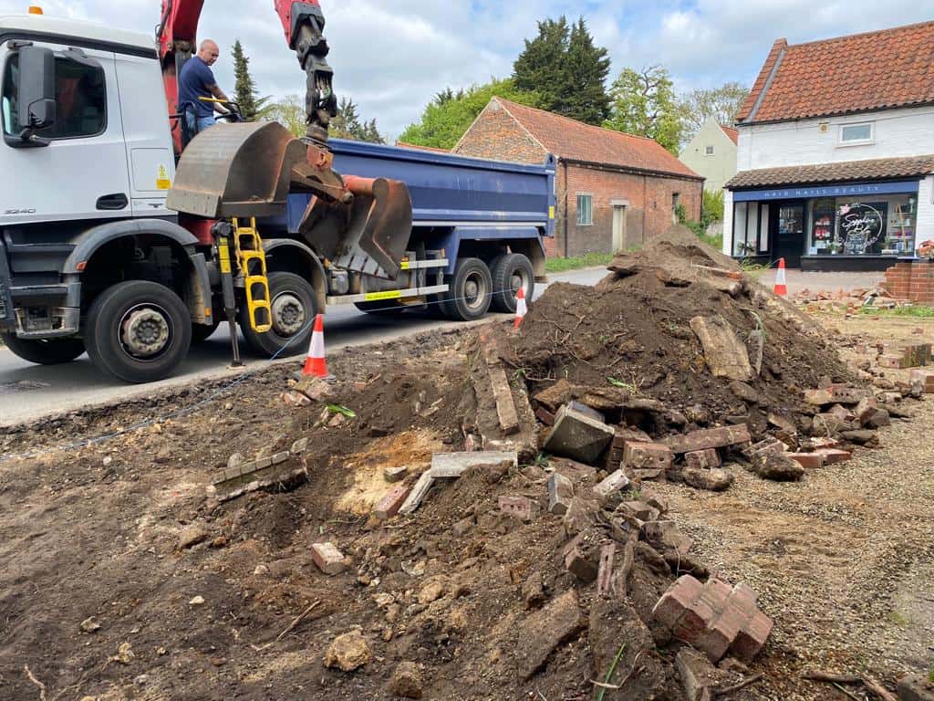 This is a photo of a dig out being carried out for the installation of a new tarmac driveway. Works being carried out by Maidstone Driveways