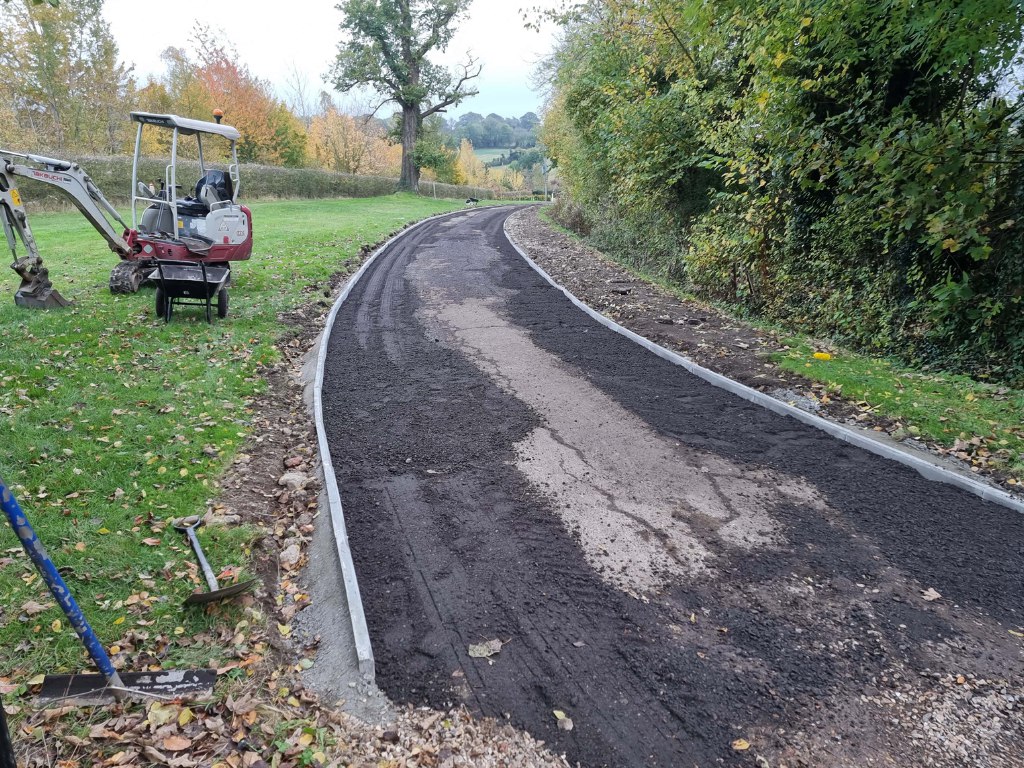 This is a large driveway which is in the process of having a tar and chip driveway installed on by Maidstone Driveways